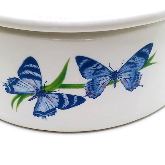 Vintage FTD Butterfly Ceramic Trinket Storage Jewelry Container with Lid 3" Tall - Picture 4 of 14
